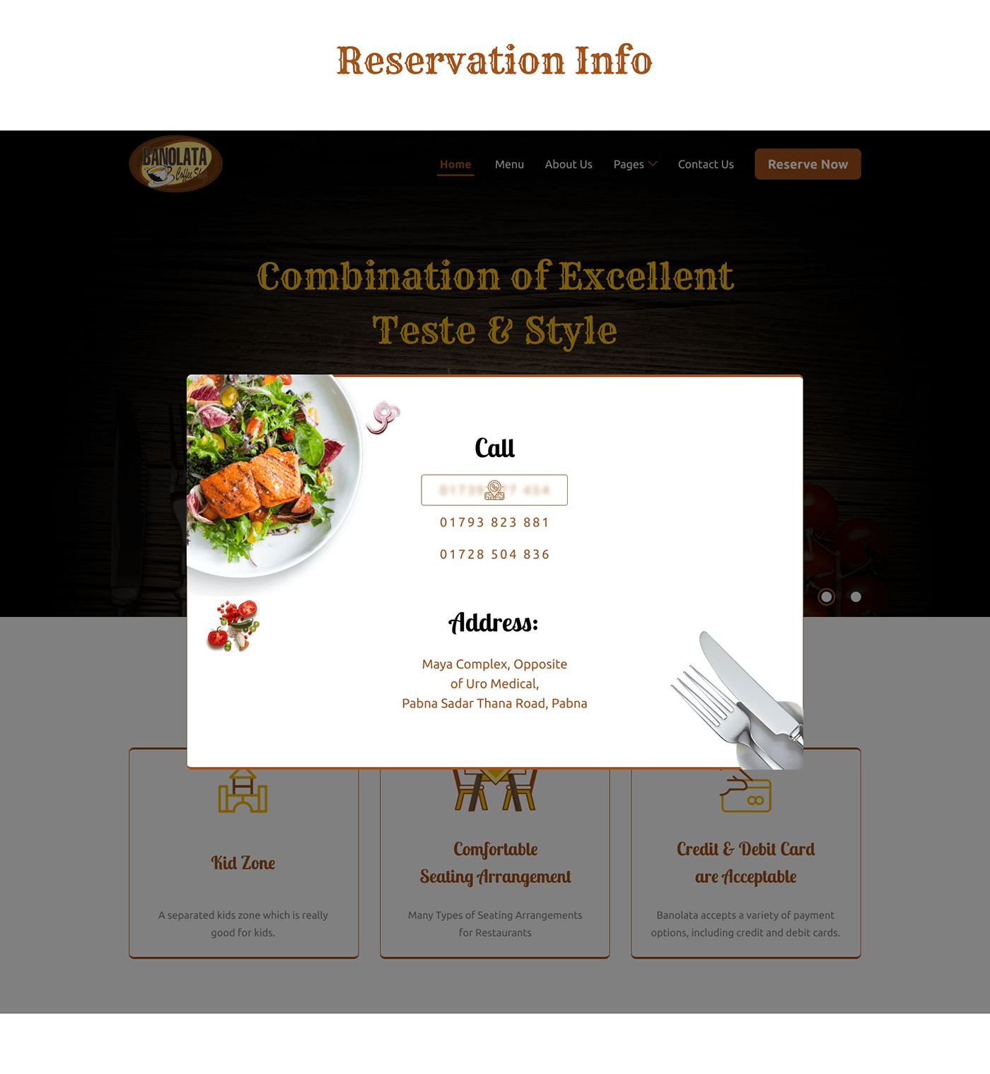 Restaurant website design Food Website