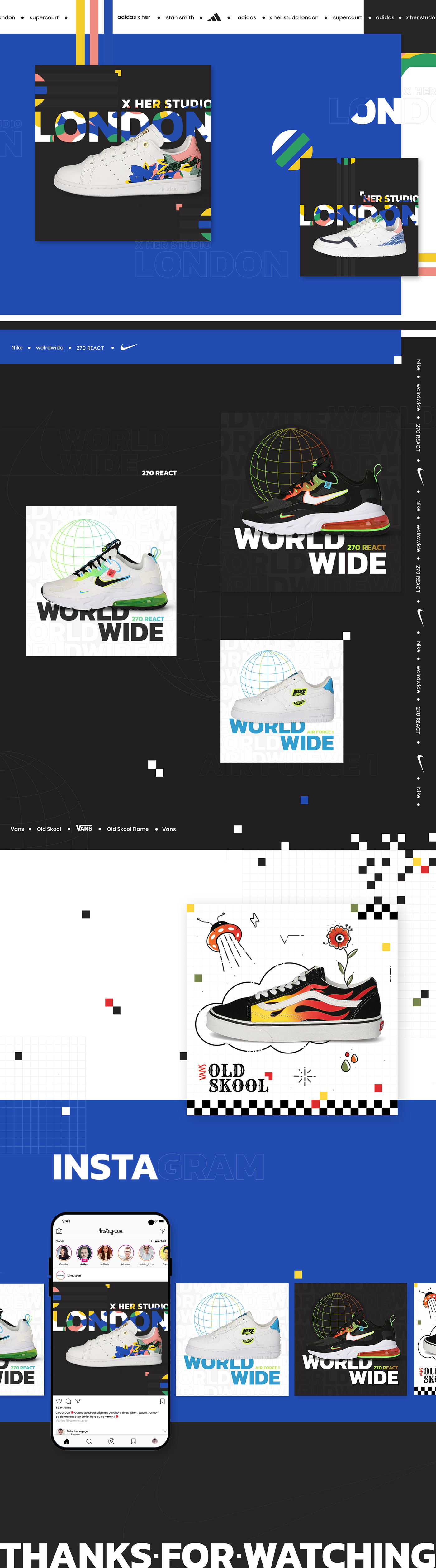 adidas branding sneakers graphic design  instagram sneakers Nike Post Intagram sneakers Vans