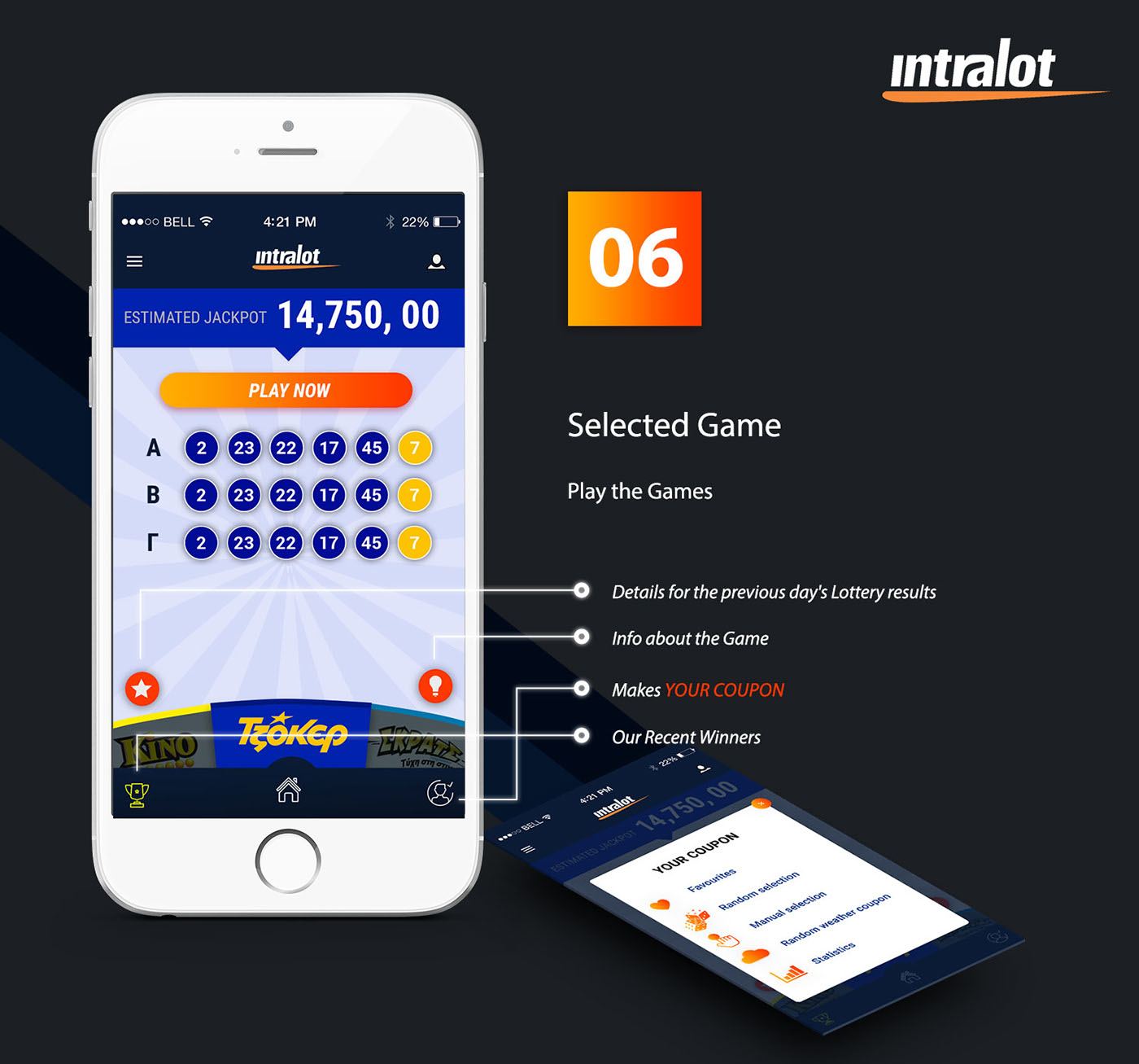 Mobile app app game Lottery UI