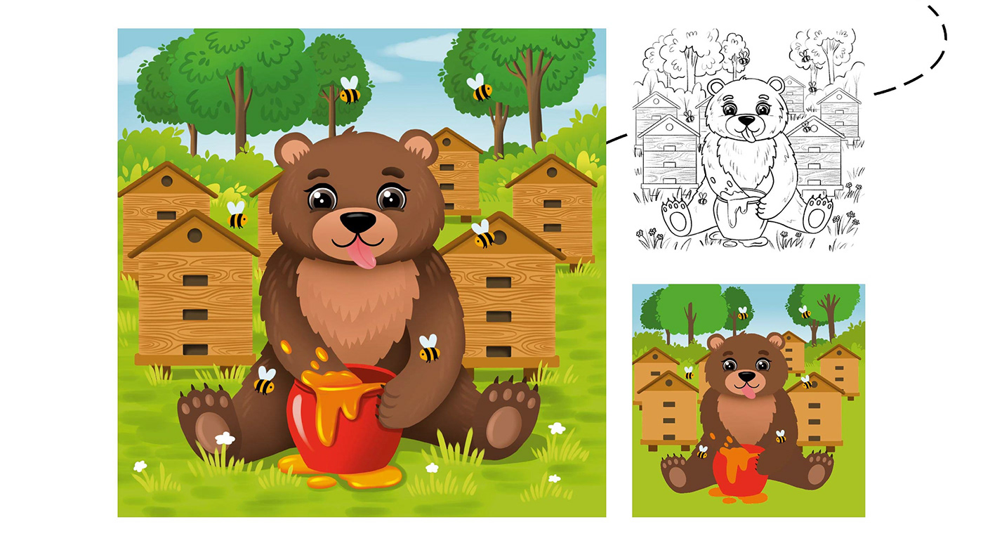 Image mayIllustration "teddy bear with honey" contain: cartoon