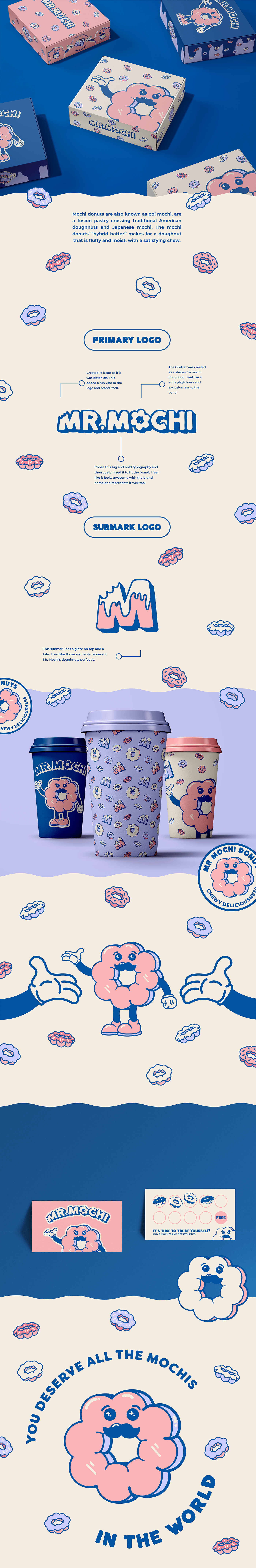 brand identity branding  Branding Identity Donuts doughnut ILLUSTRATION  Logo Design mochi Packaging sweet