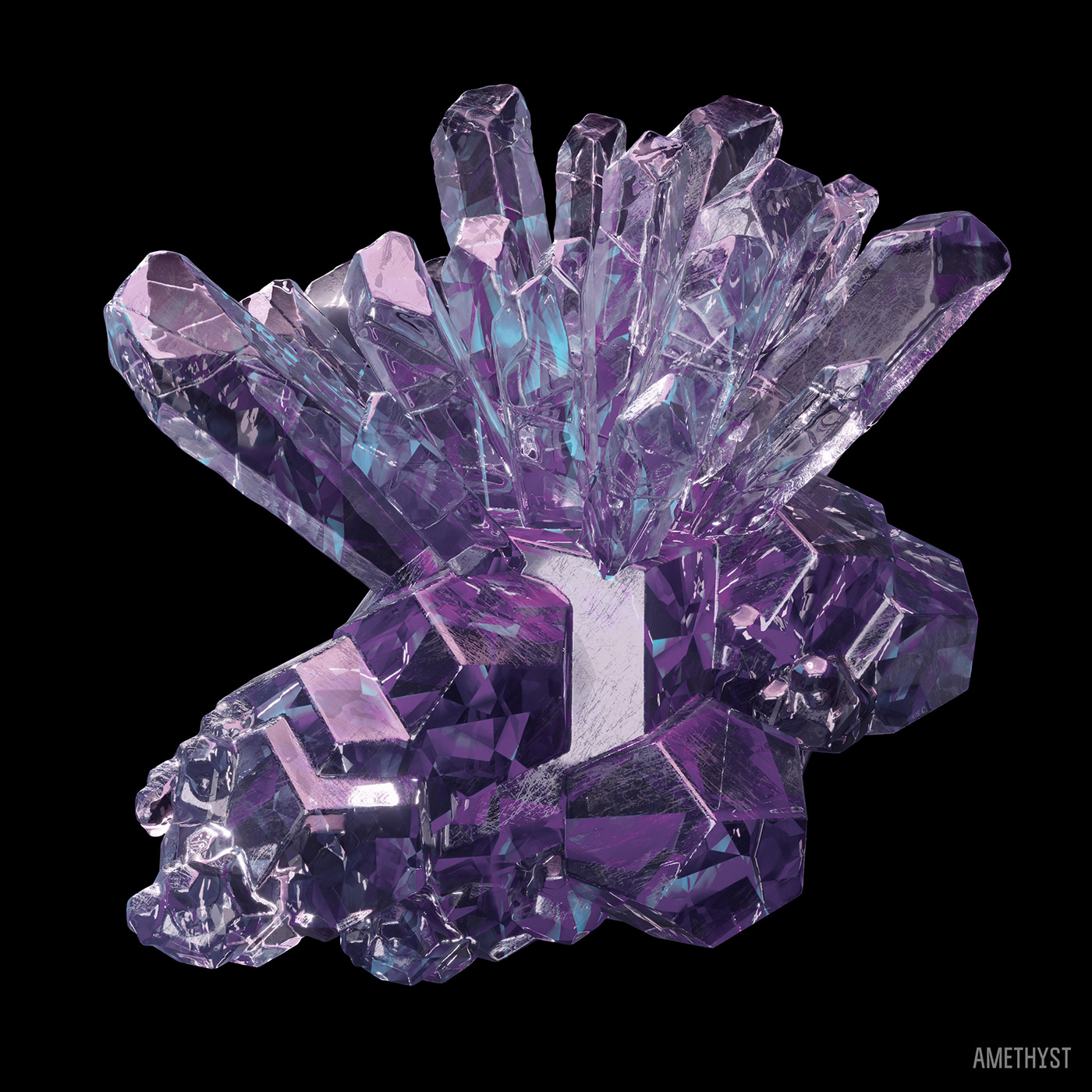 3D CGI corona crystal geometric houdini mineral quartz shapes visualization