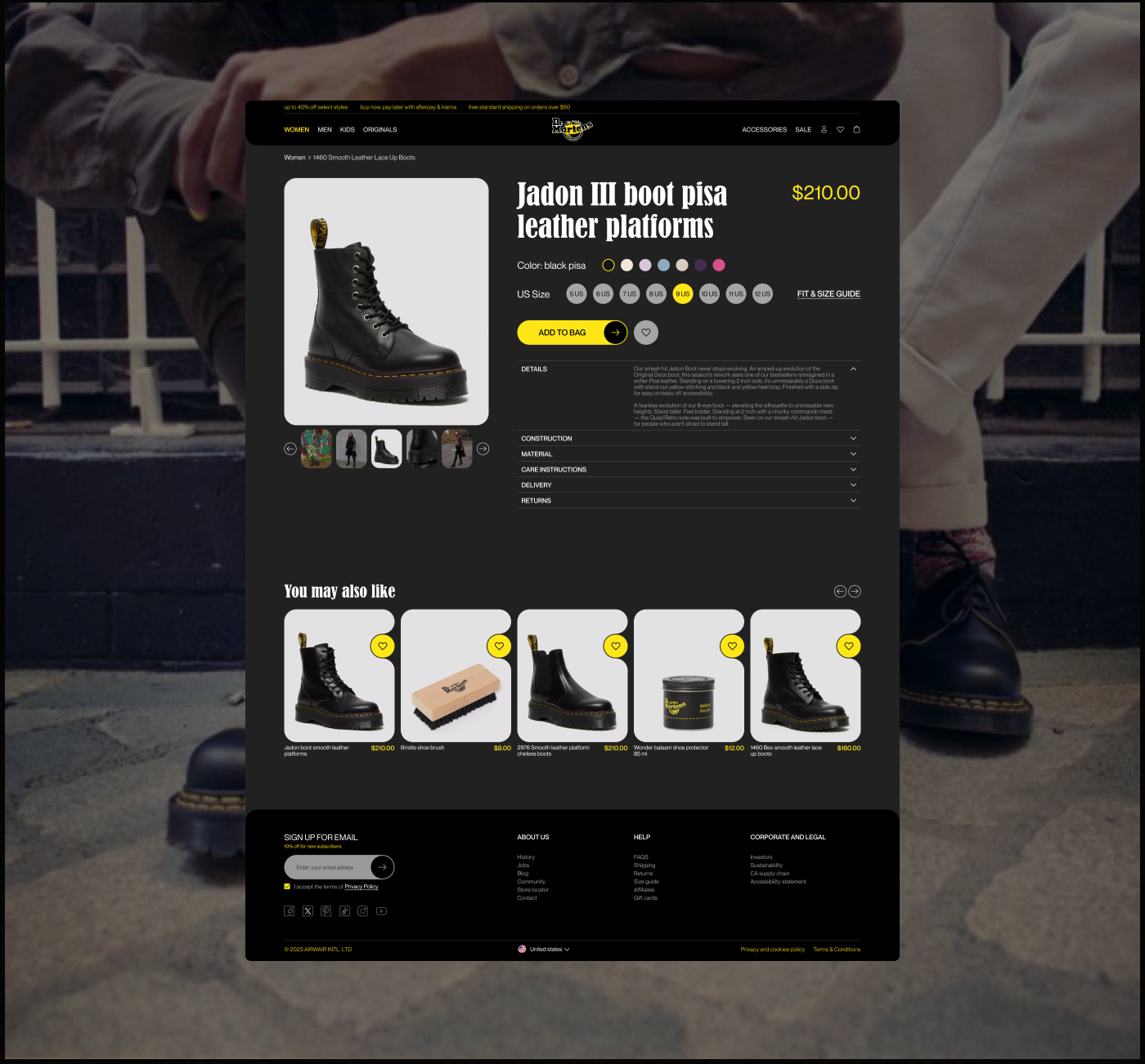 dr. martens uprock UI/UX e-commerce online store Online shop Website redesign interface design animation 