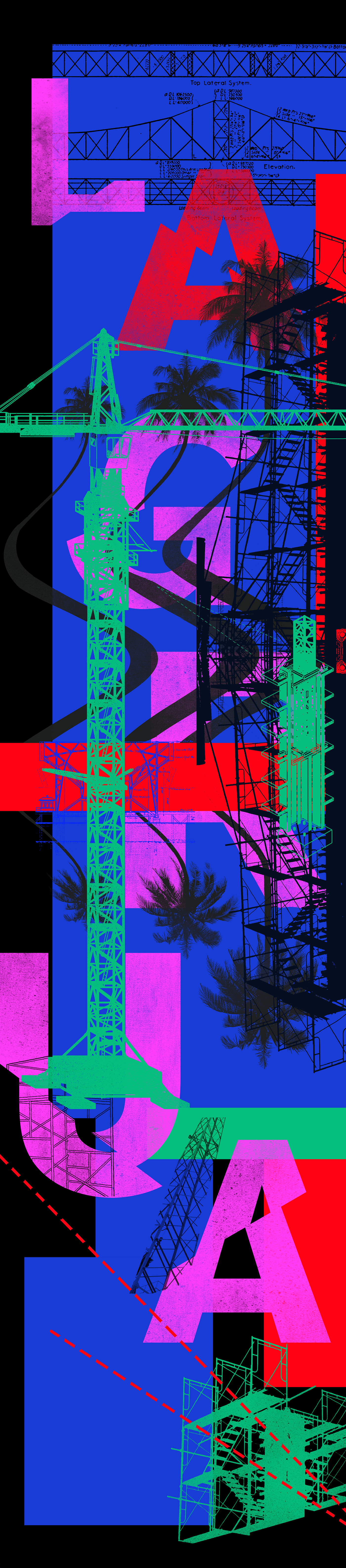 Glitch typography   graphic design  RGB 90's crane city nigth CÓMEME distortion
