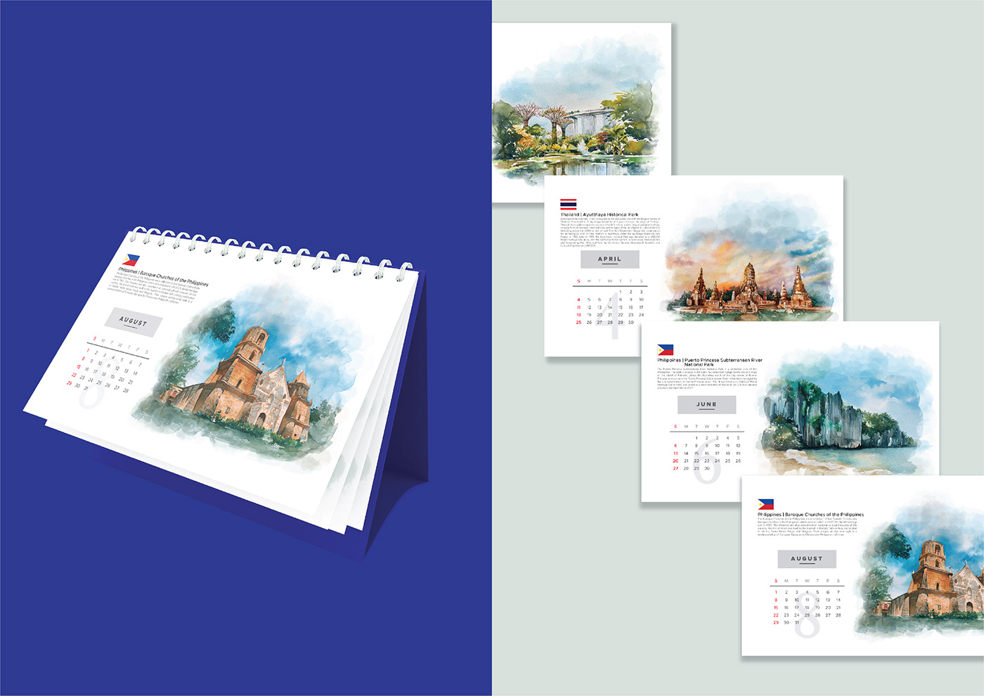 2021 calendar asia pacific asian graphic design  painting   scenic spots watercolor