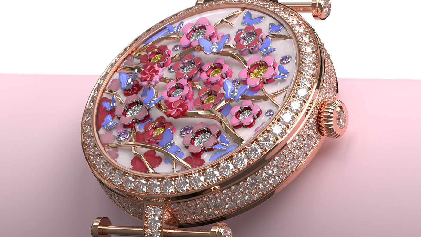 3D CGI Jewellery luxury watches photorealism Render Van Cleef & Arpels vca vray Watches