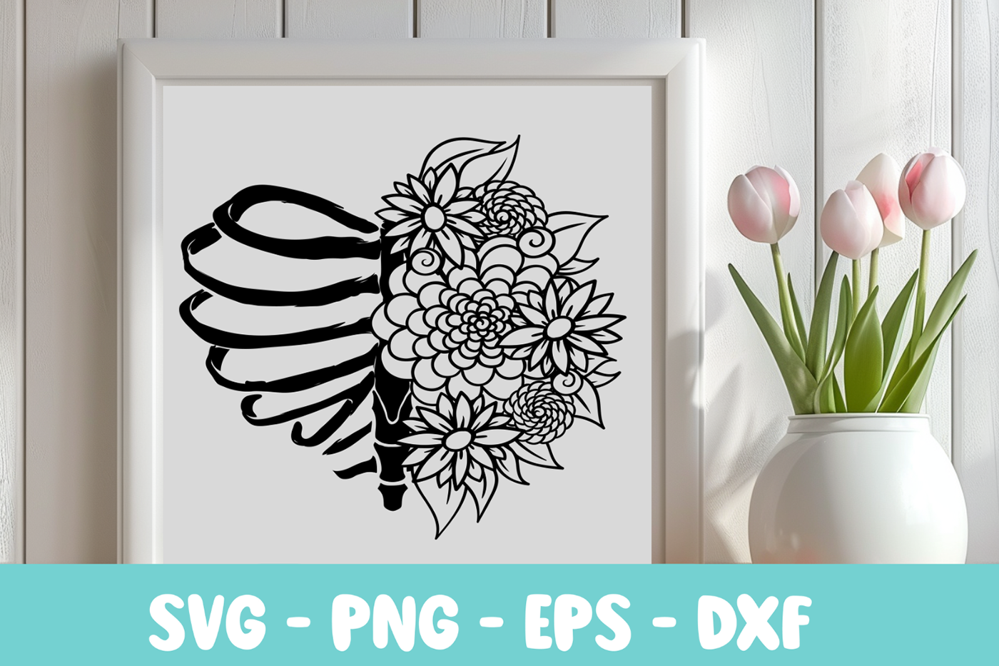 
Rib Cage Floral Svg, Ribcage Flowers svg, Skeleton Flower Svg, ribs svg, Skeleton Ribs floral svg, 