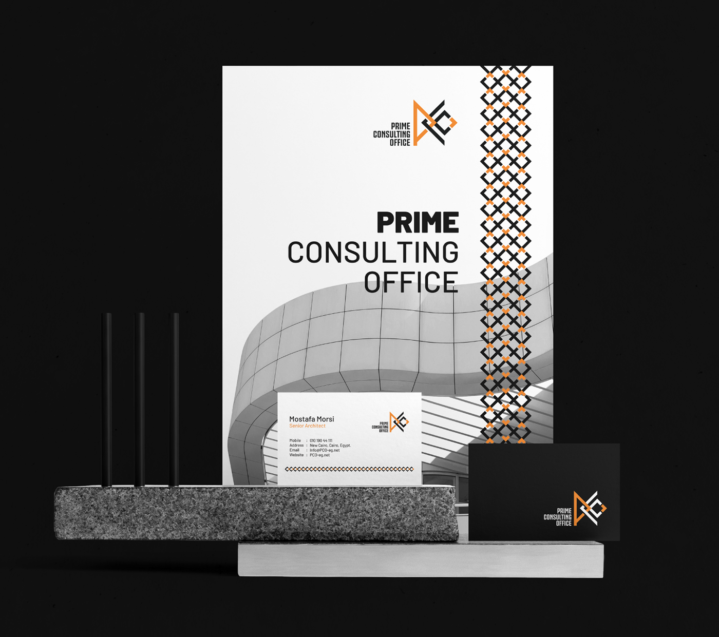 architecture black brand design elegant Elite geometric logo Office prime