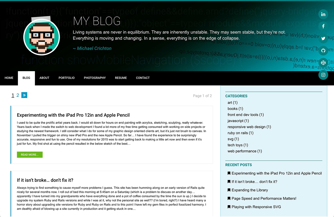 personal site portfolio Resume Blog rails