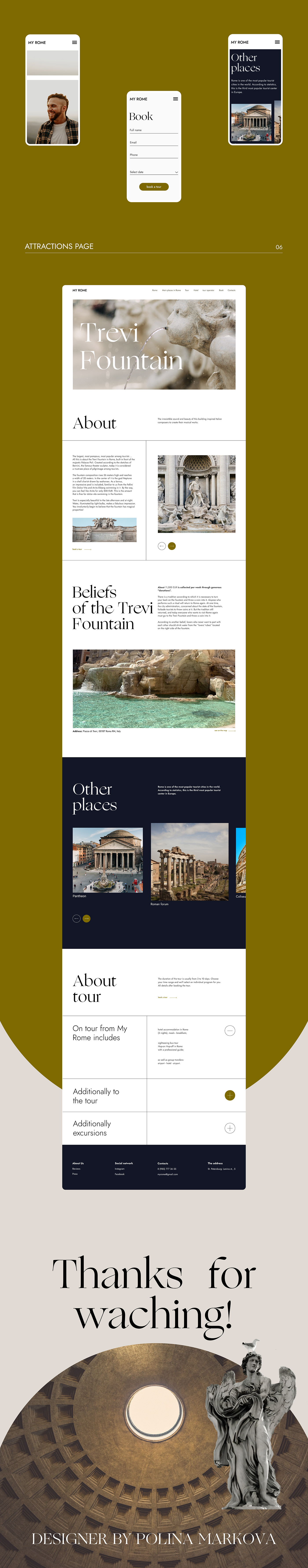 MDA Travel UI/UX Web Design  Rome tour operator tourism travel agency Website design