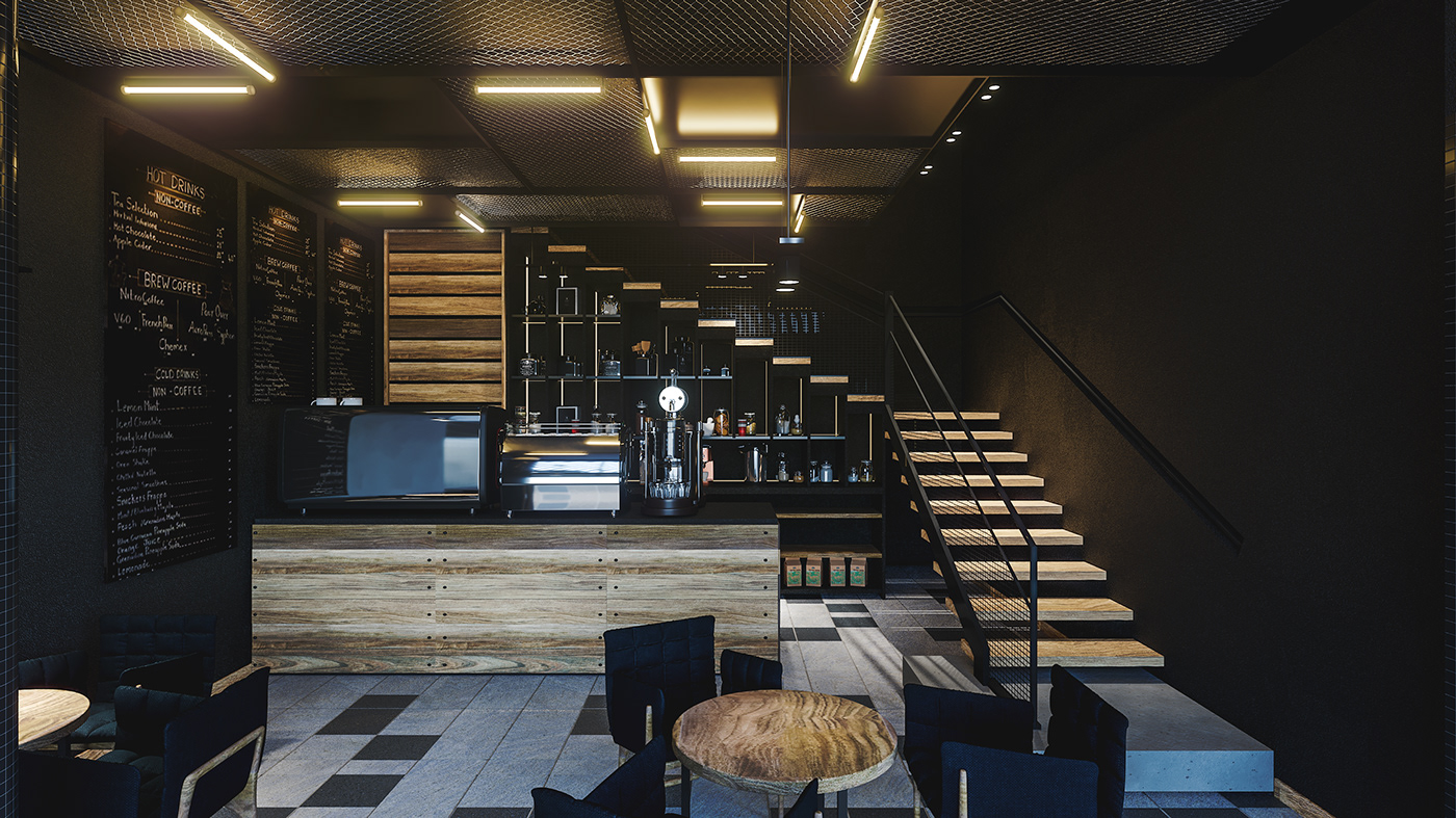 interior design  marketing   modern Render rendering restaurant Retro