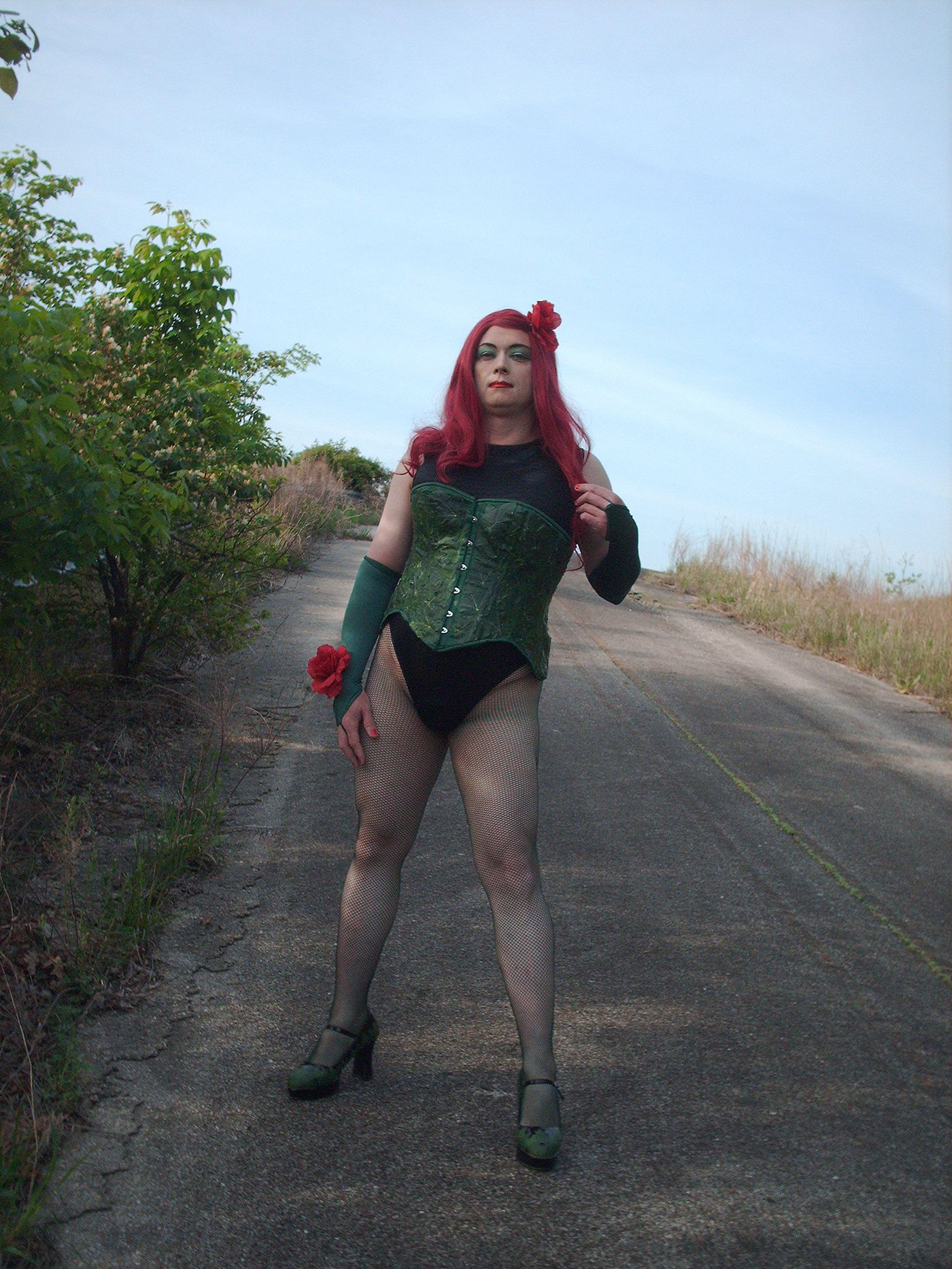 poisonivy batman Dc Comics Cosplay crossplay road Nature fishnets redhead abandoned