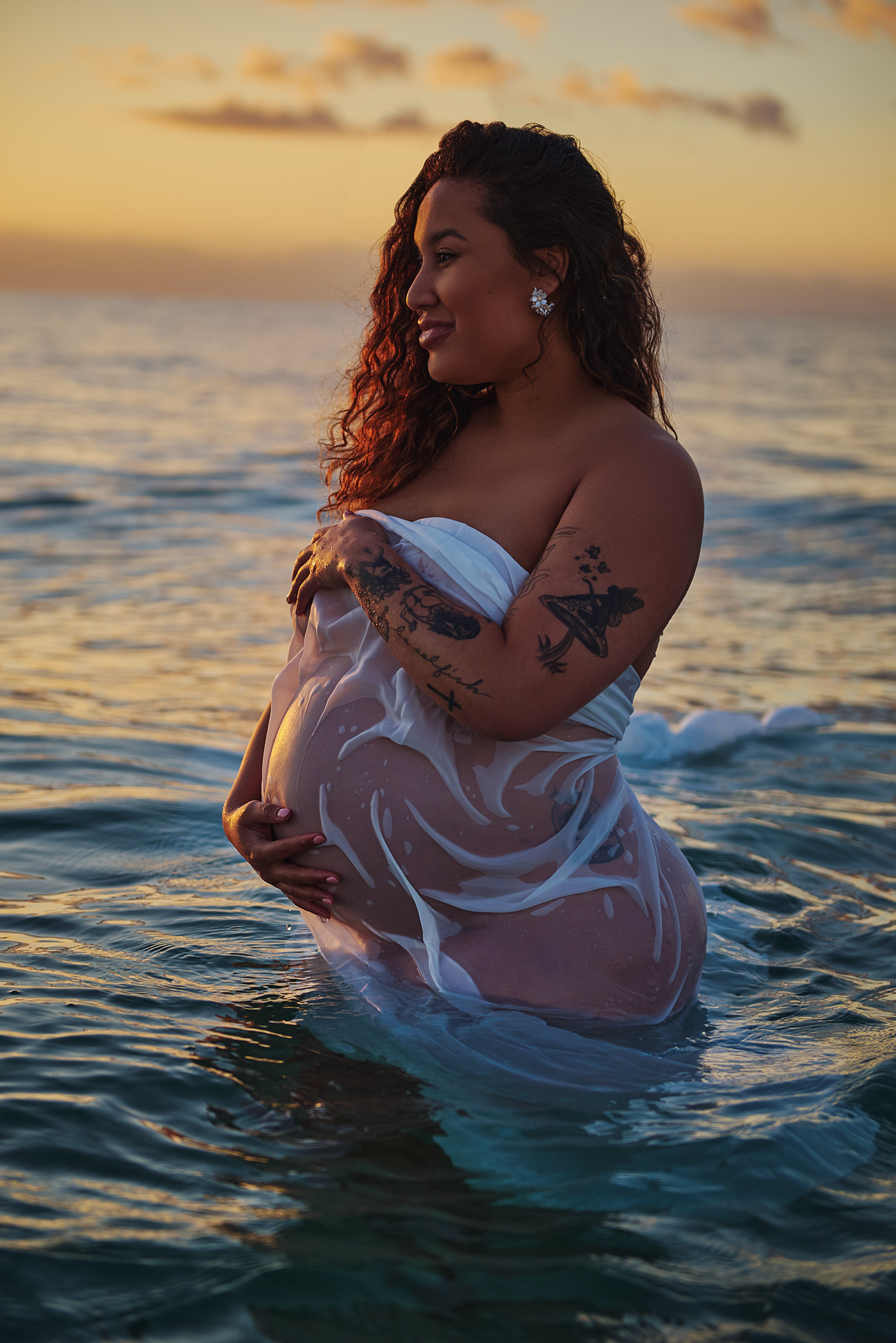 water Ocean beach sunset Photography  portrait model beauty woman retouch