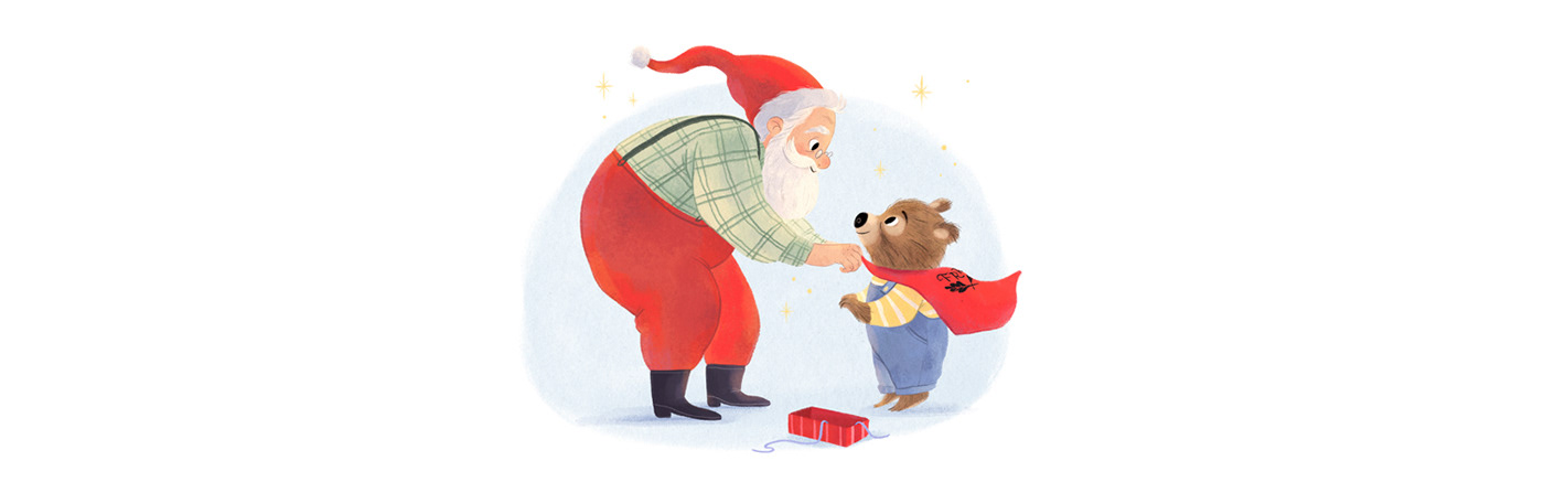 childrens book Picture book children illustration Character design  Christmas bear winter santa Holiday xmas