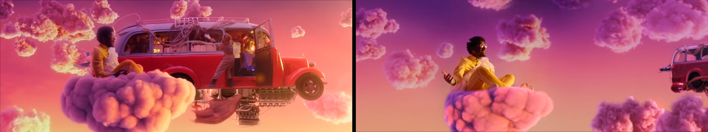 Videoclip vfx clouds animation  SIA Diplo bus modelling CGI SKY
