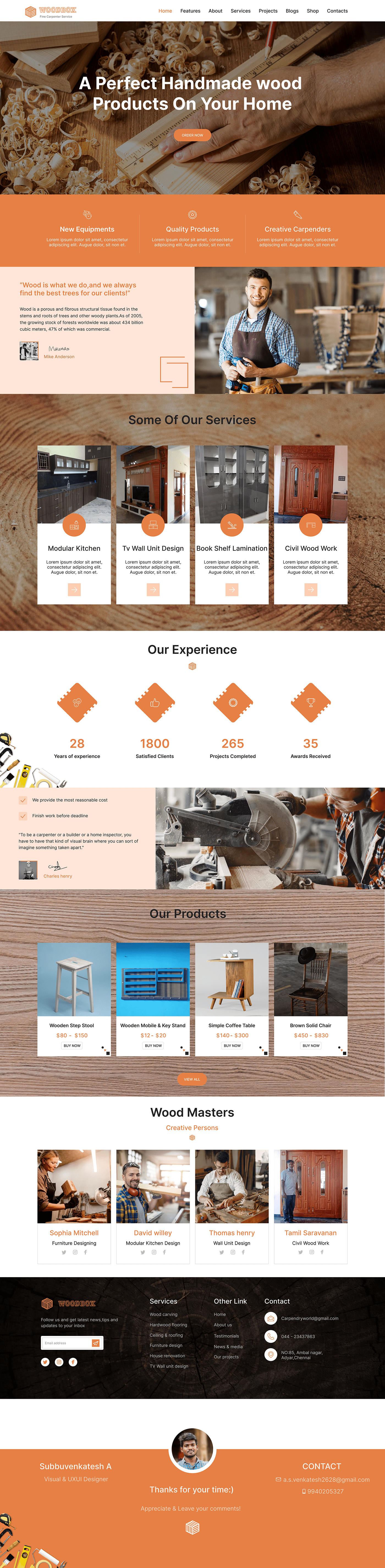 Carpentry design portfolio service UI uiux ux Website Website Design woodworking