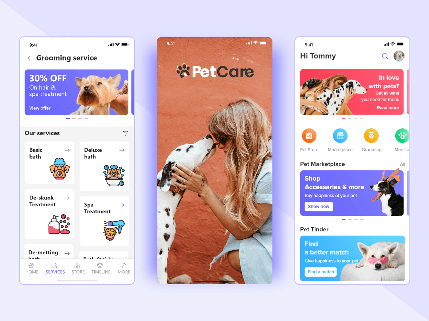 app ui branding  Mobile app pet care pet care app Pet Caring petcare Promotion UI codiant