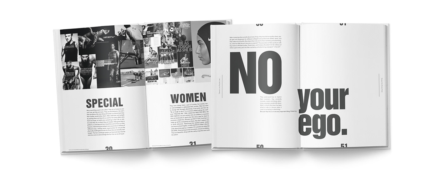 Advertising  black and white book design editorial design  graphic design  Layout Design Nike print design  type design