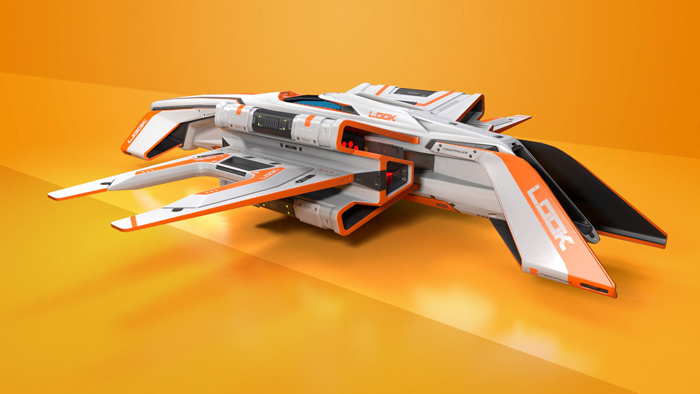 3D 3d modeling 3ds max concept art Low Poly product design  Render spaceship vray