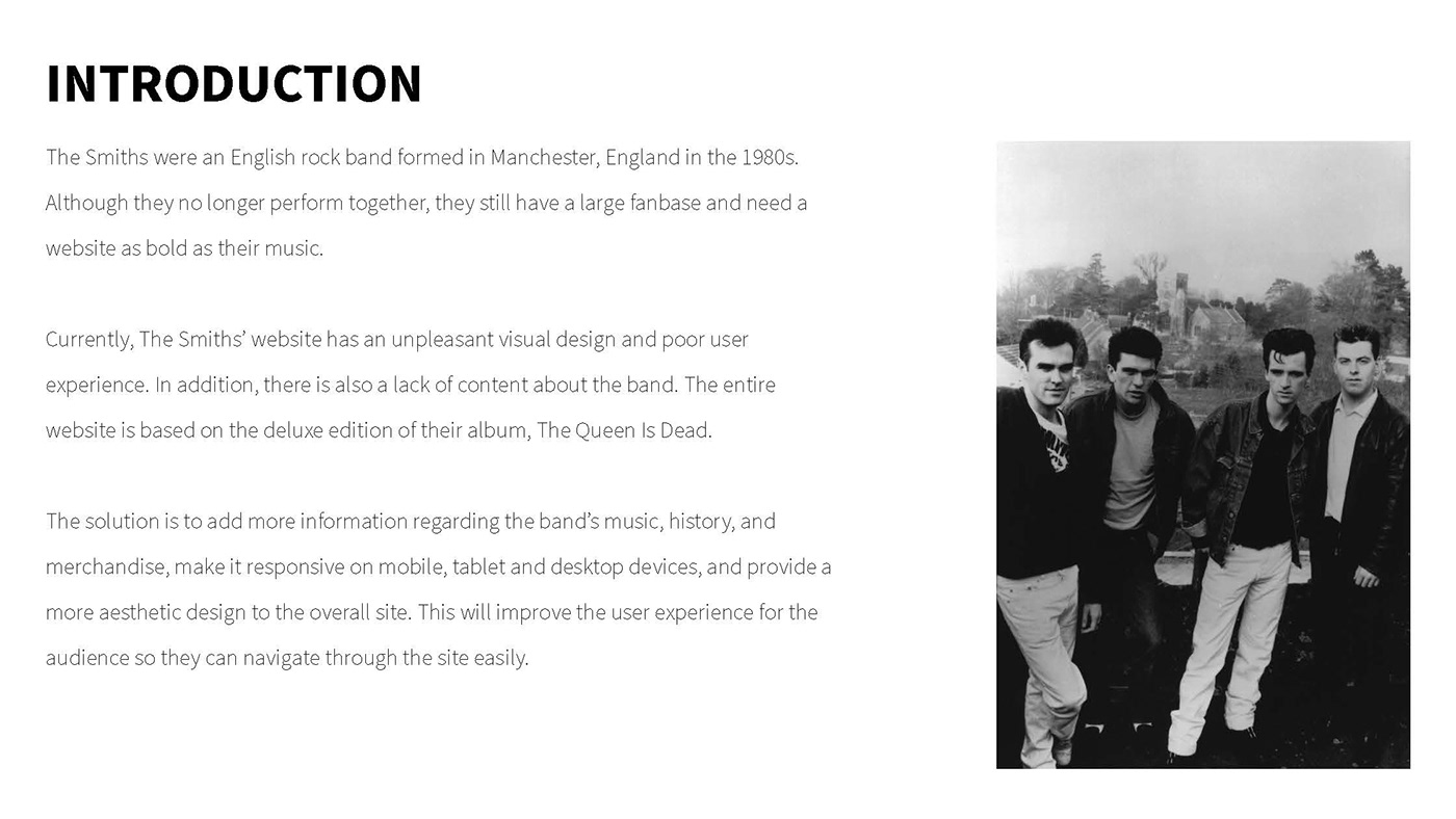 music redesign rock the smiths UI/UX user experience UX design Web Design  Website website redesign