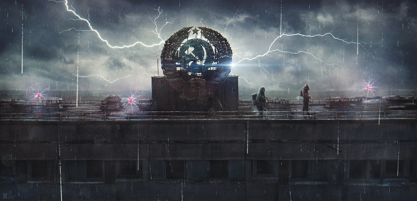 Matte Painting concept art stalker survival chornobyl postapocalypse сталкер photoshop Gasmask pripyat