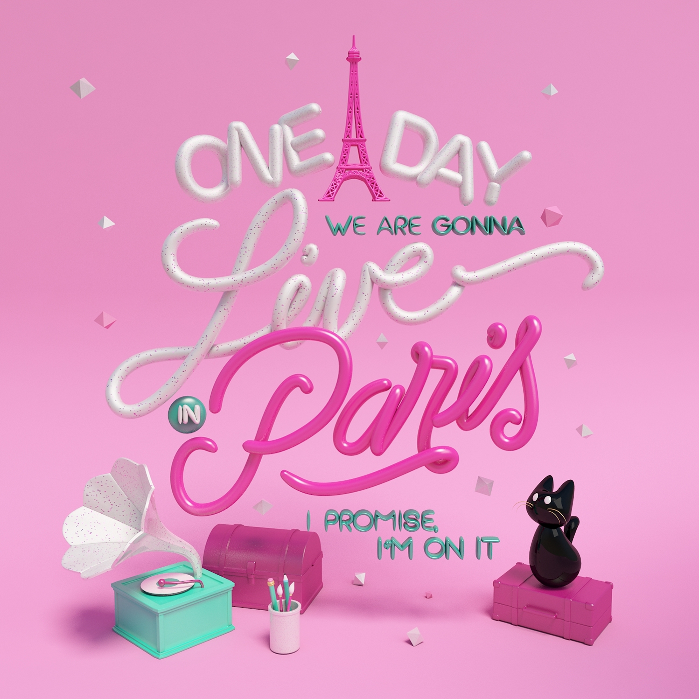 lettering 3D Paris CGI Render
