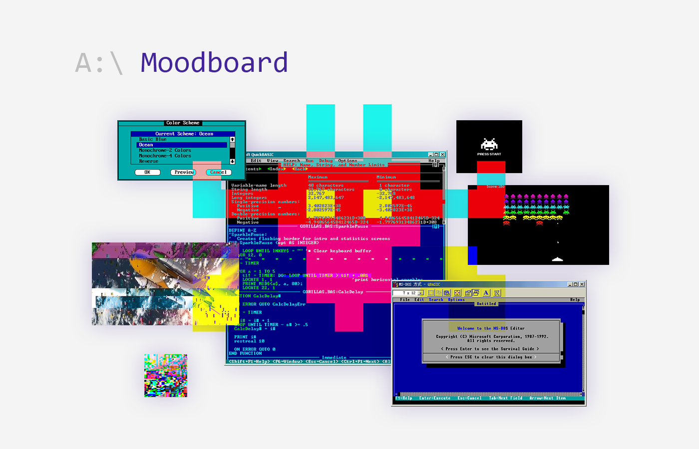landing Web 8-bit msdos pixel game Developing console