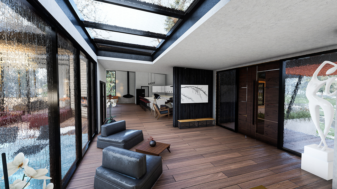 architecture building house minimal minimalist modern Render visualization forest house