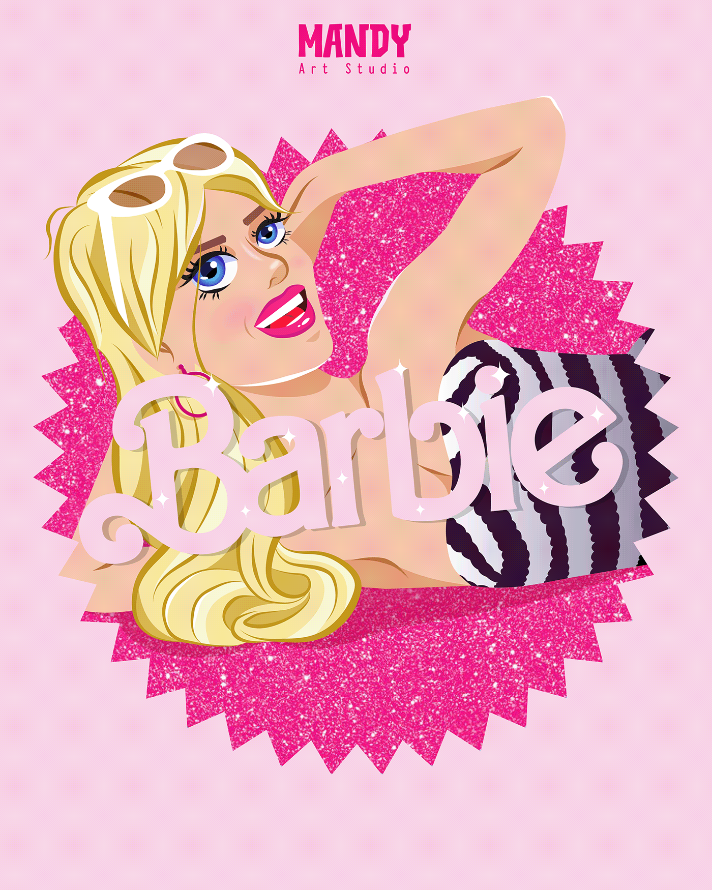 barbie liveaction pink Glitter margot robbie ILLUSTRATION  Digital Art  Drawing  vector adobe illustrator