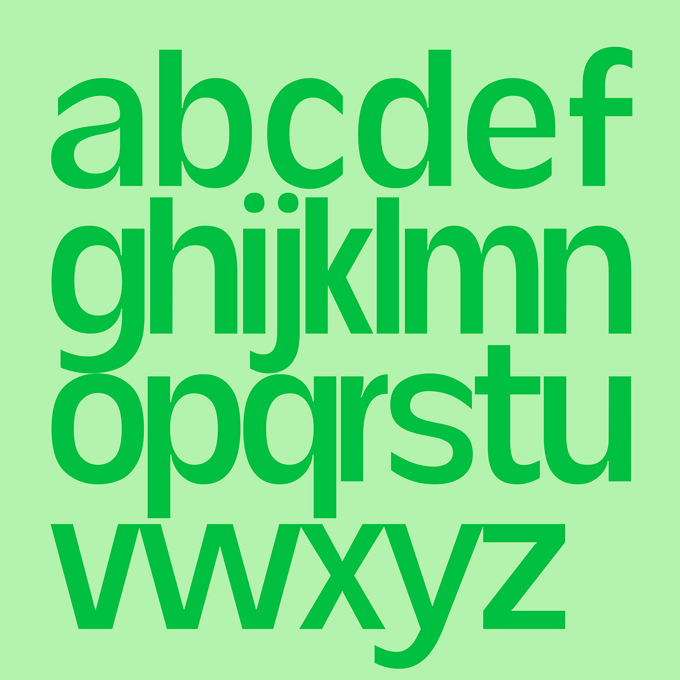Zirbal lowercase character set