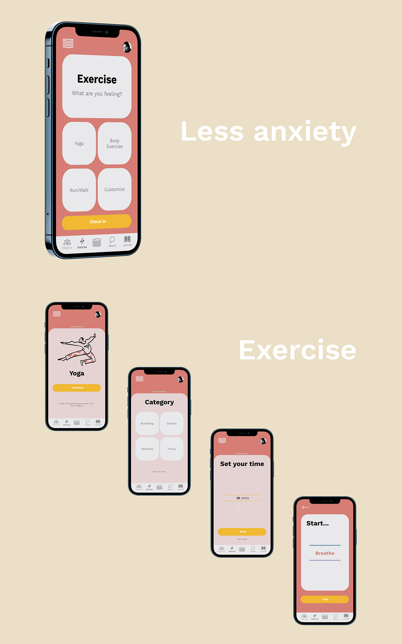 anxiety digital Interface meditation relaxation UI ui design user experience ux UX design