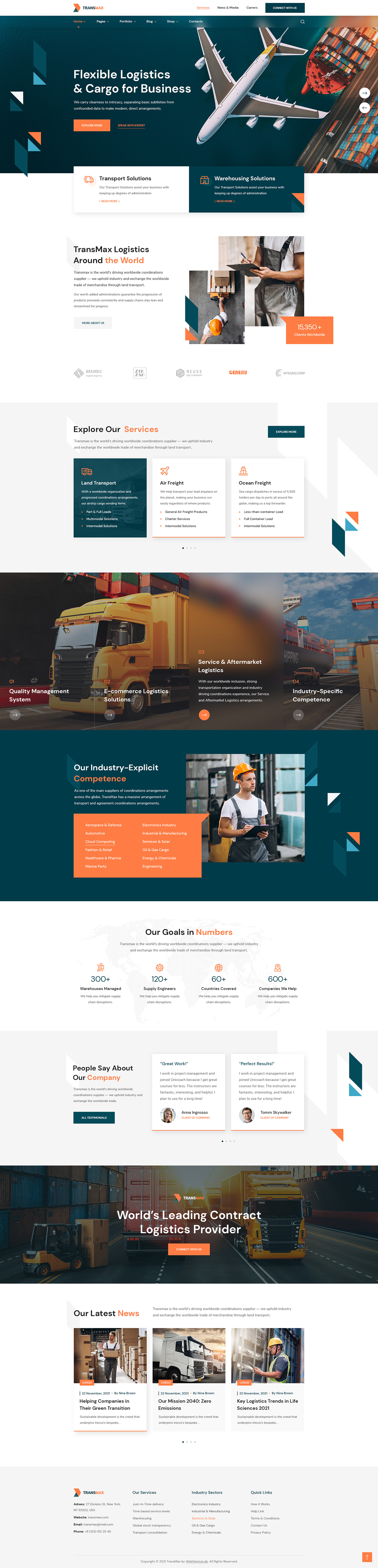 Auto business Cargo delivery landing page Logistics Transport transportation UI/UX Webdesign