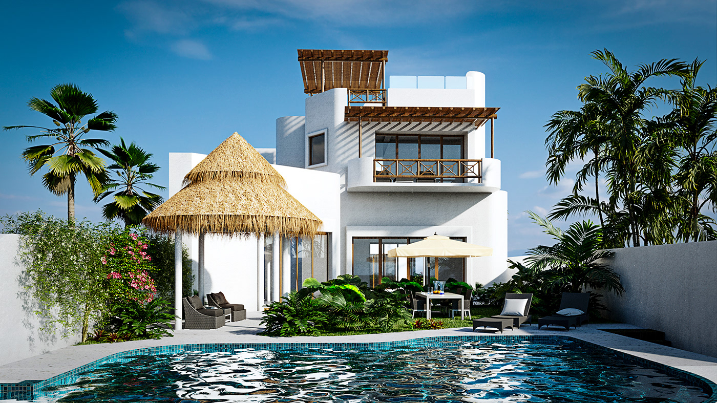 3dsmax architecture archviz corona render  exterior Outdoor playa Render summer