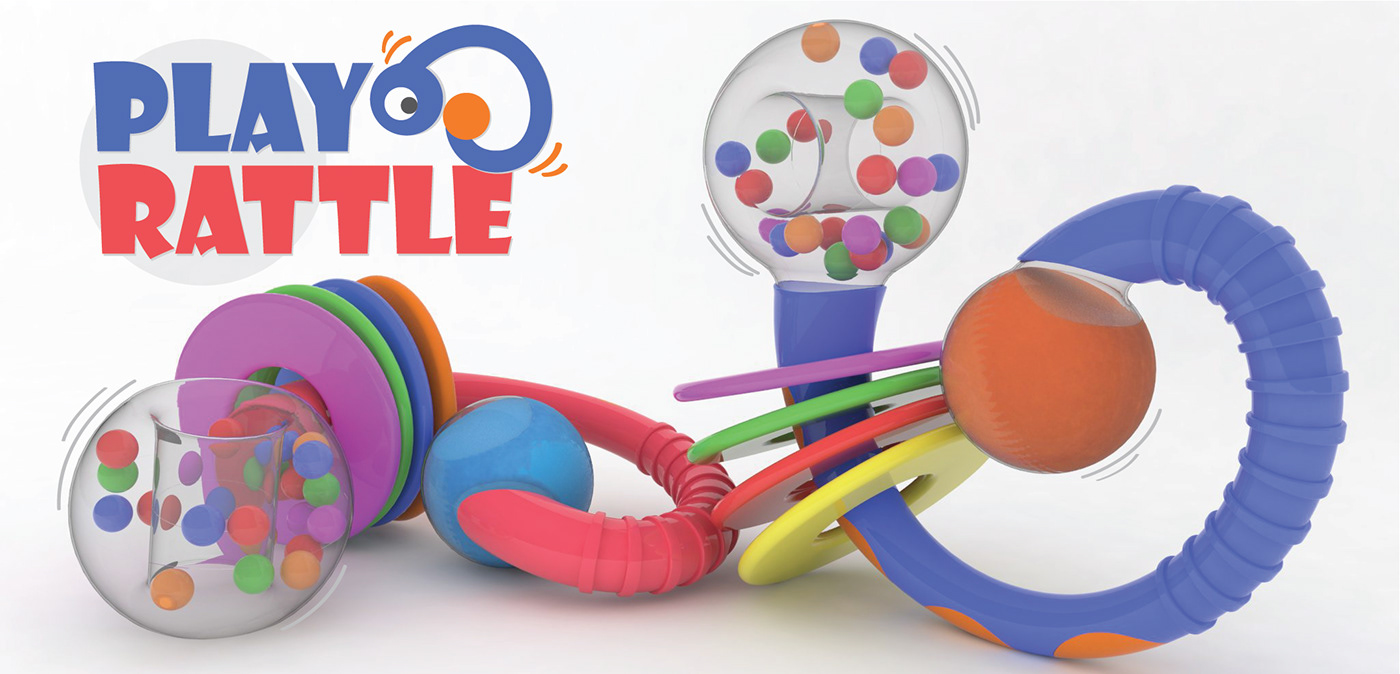 baby toy RATTLE colours product design  teether kids beads pretzel Fun