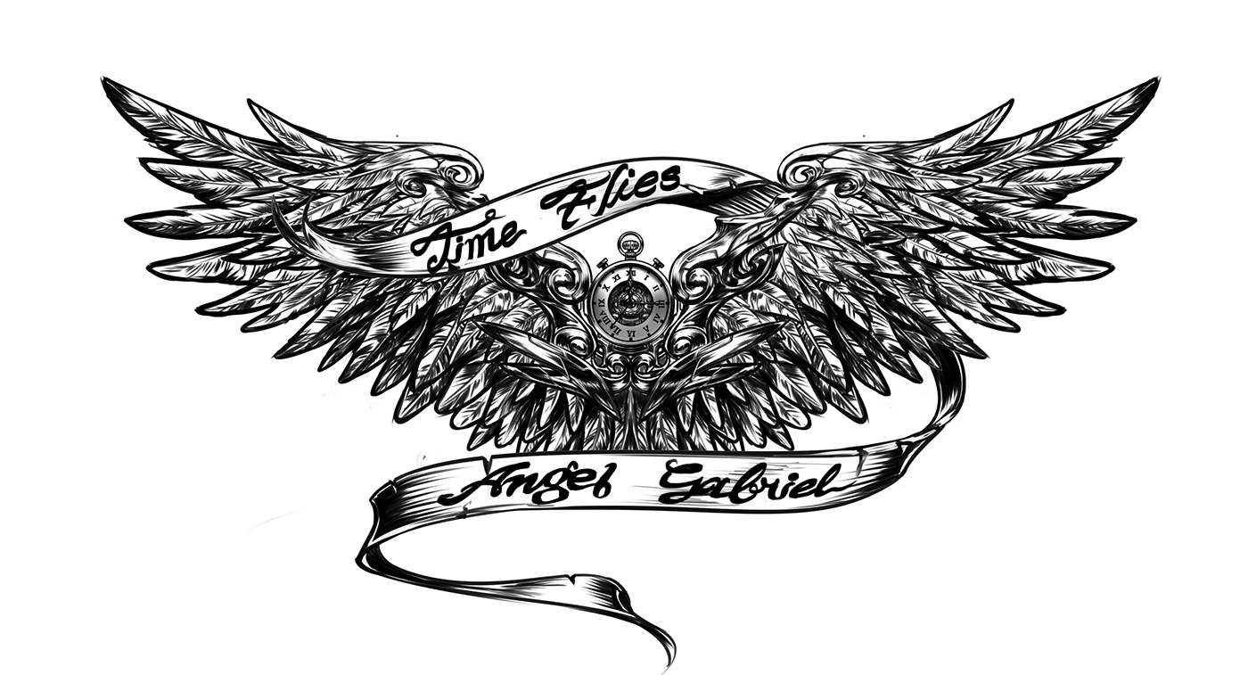 time Flies tatoo ilustration