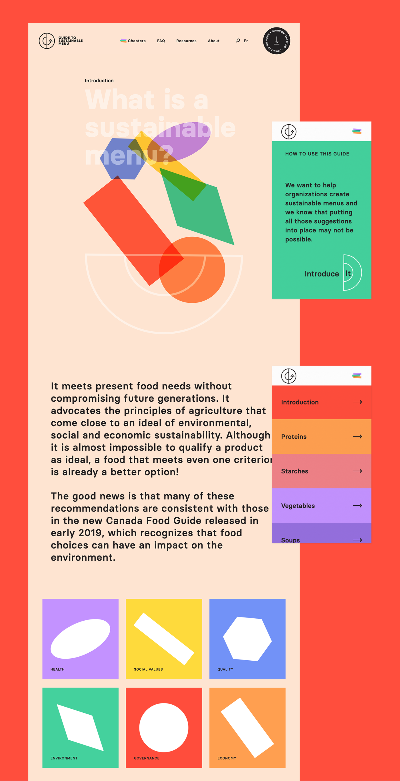 colorful environnemental Food  geometric Guide Health menu Montreal shape Sustainable