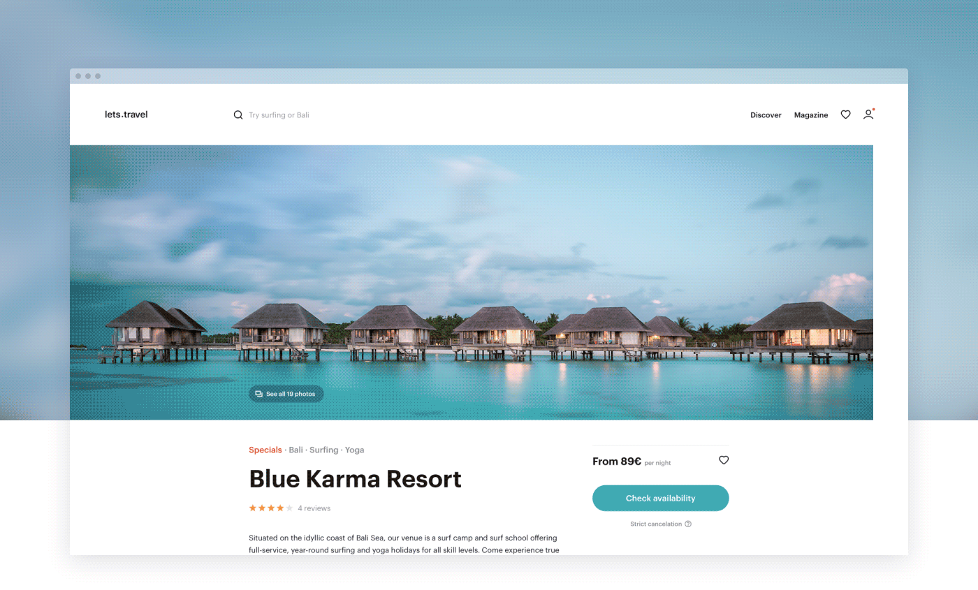 Website UI ux minimal concept surfing traveling clean sports flat