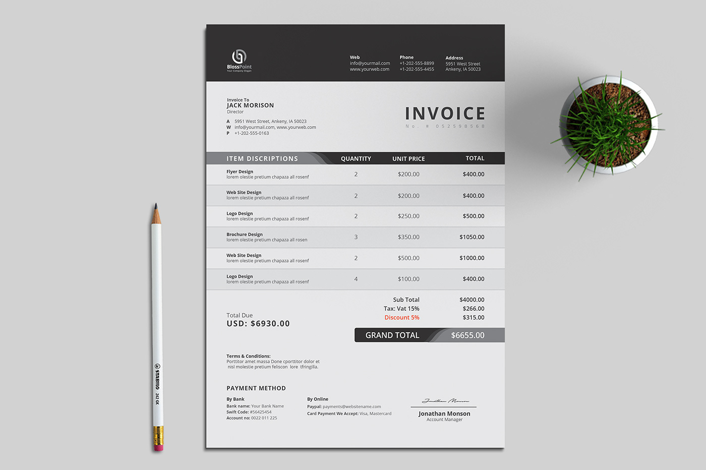 a4 invoice automatic bill business clean invoice corporate invoice elegant invoice Excel design