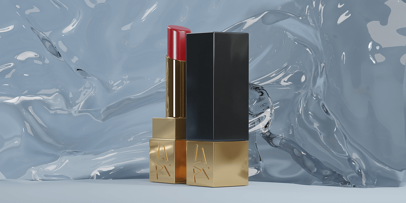 cosmetics product design  3d modeling visualization Render modern 3D lipstick beauty editorial