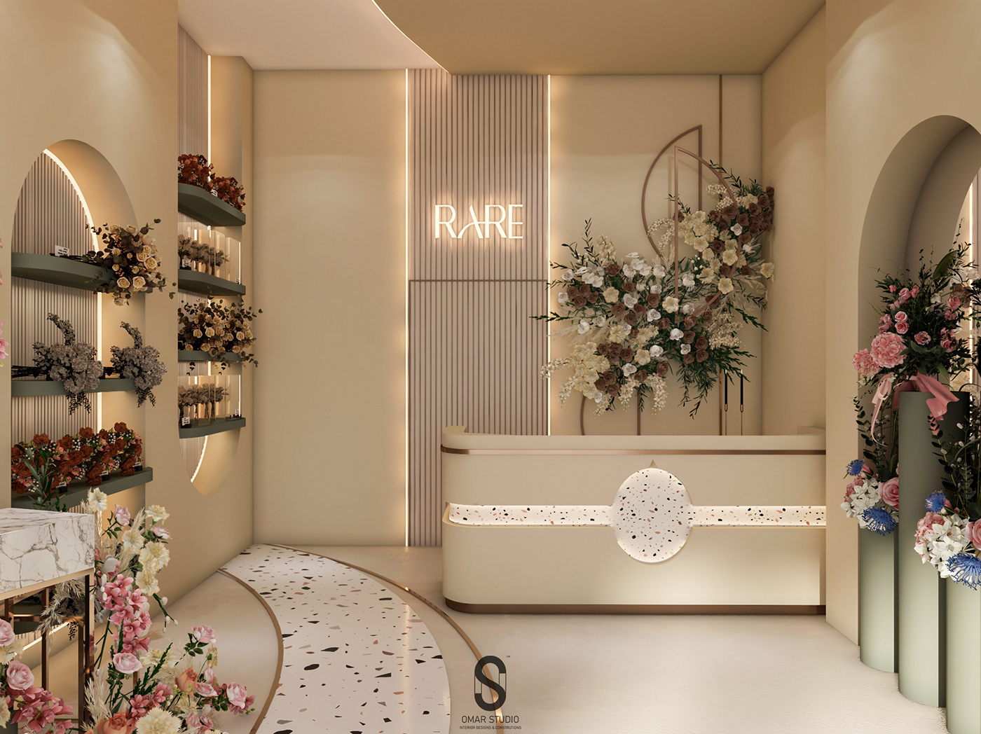 indoor interior design  architecture 3D Render 3ds max vray Flowers