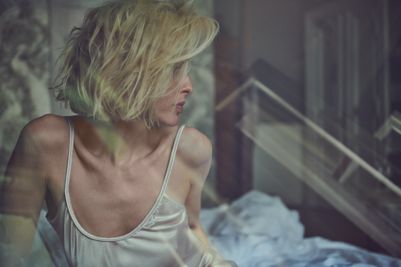 almost naked berlin blond Blurry Female Model hotel room model motion woman portrait