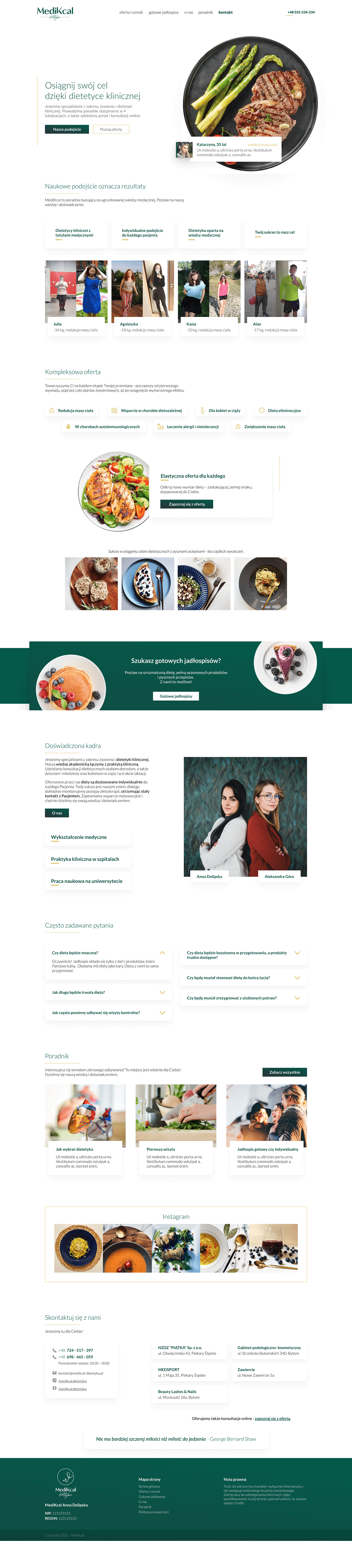 business Case Study client work diet dietician minimalist modern UI/UX web development  Website Design