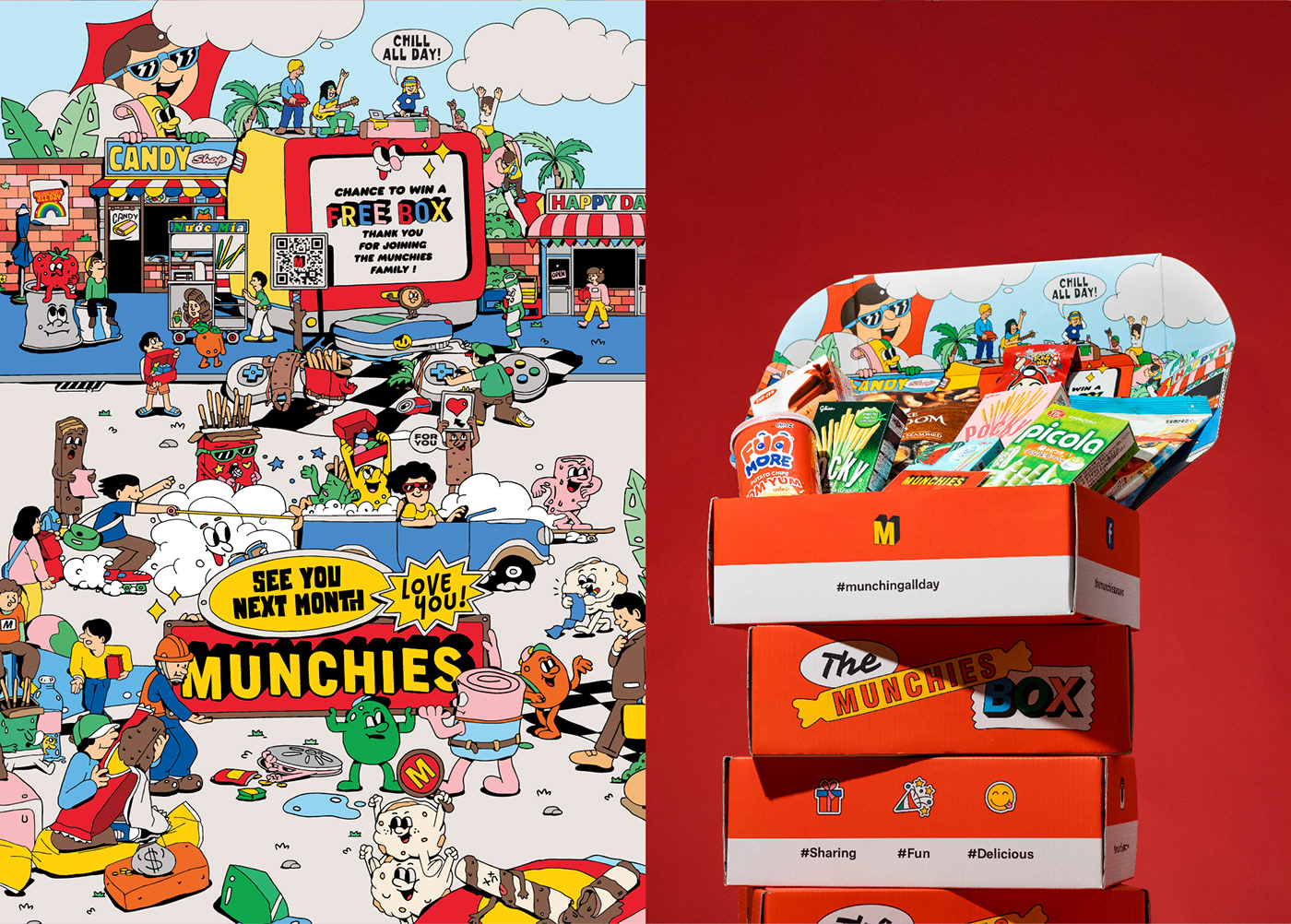 80s design chochoicreative Food  giftbox Munchies munchiesbox Packaging snack snack packaging vietnam