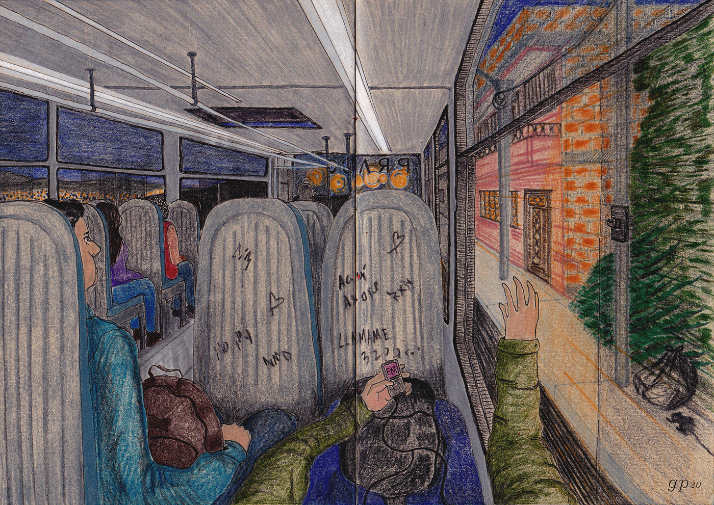 Cotidianidad Drawing  editorial estudios socioespaciales ilustracion literatura narrativa transporte público viajes