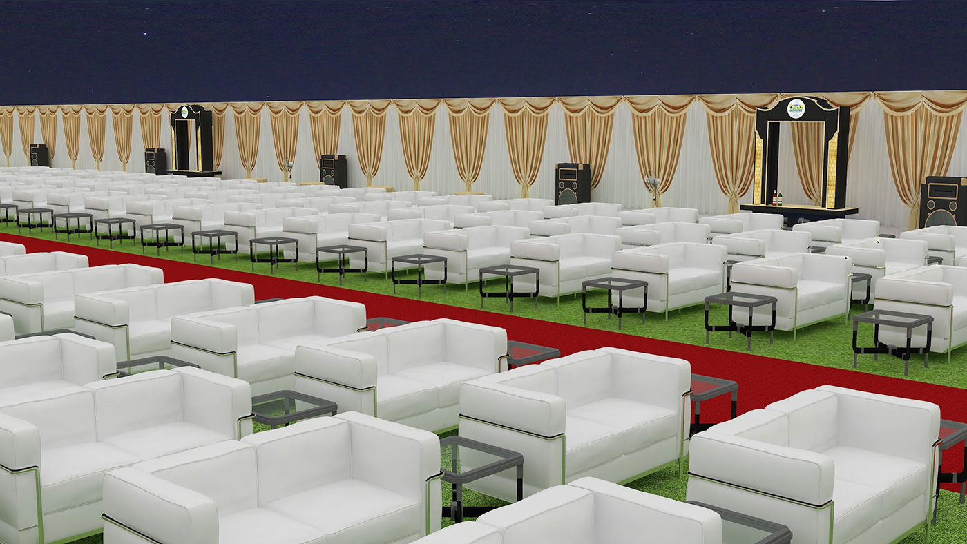Event STAGE DESIGN food court 3D 3ds max vray