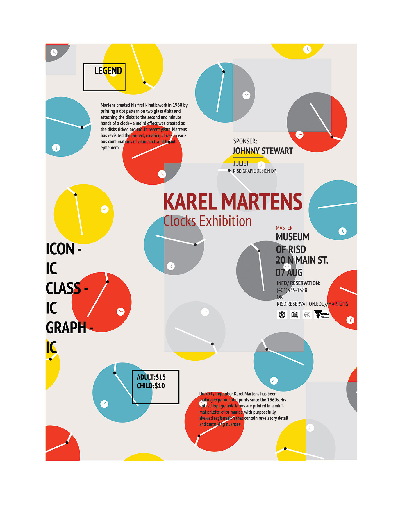 Karel Martens clock Exhibition  poster postcards Booklet