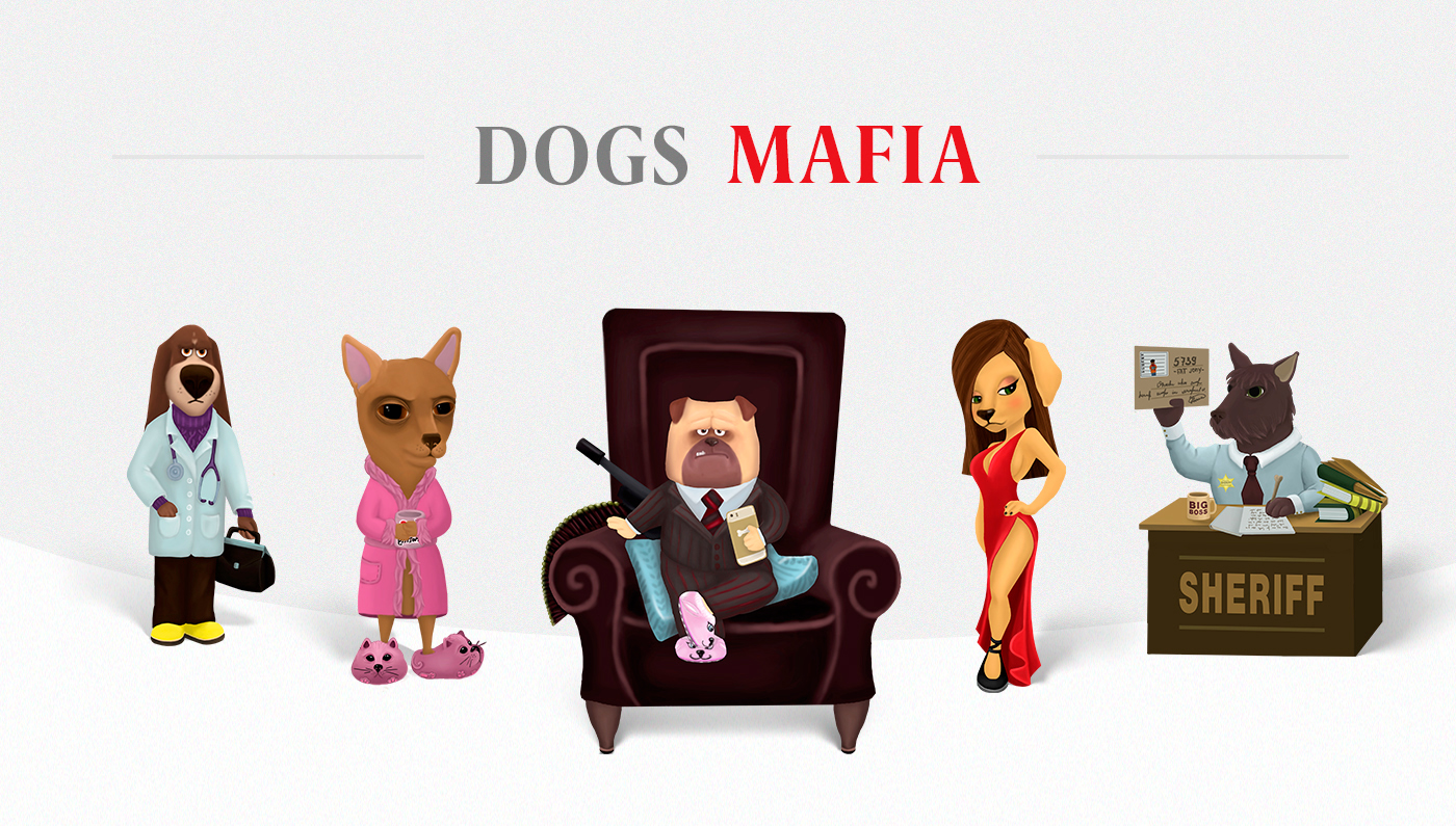 Playing Cards mafia game ILLUSTRATION  Character sketches dogs