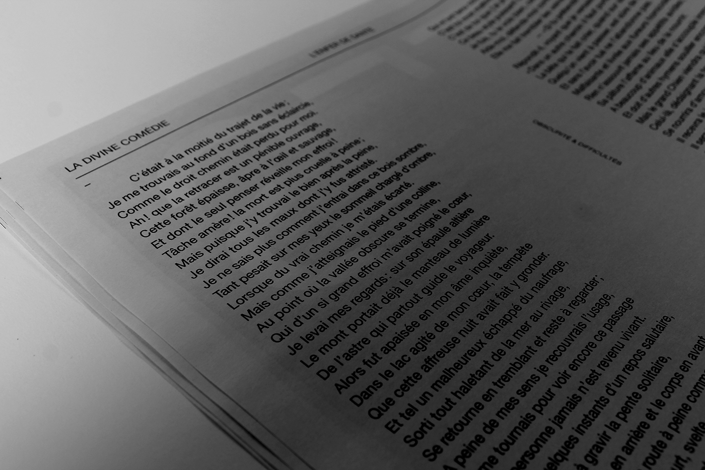 newspaper journal geneve Geneva graphic design la divine comédie L'enfer de Dante typo Typographie cfpaa diplôme graphisme edition