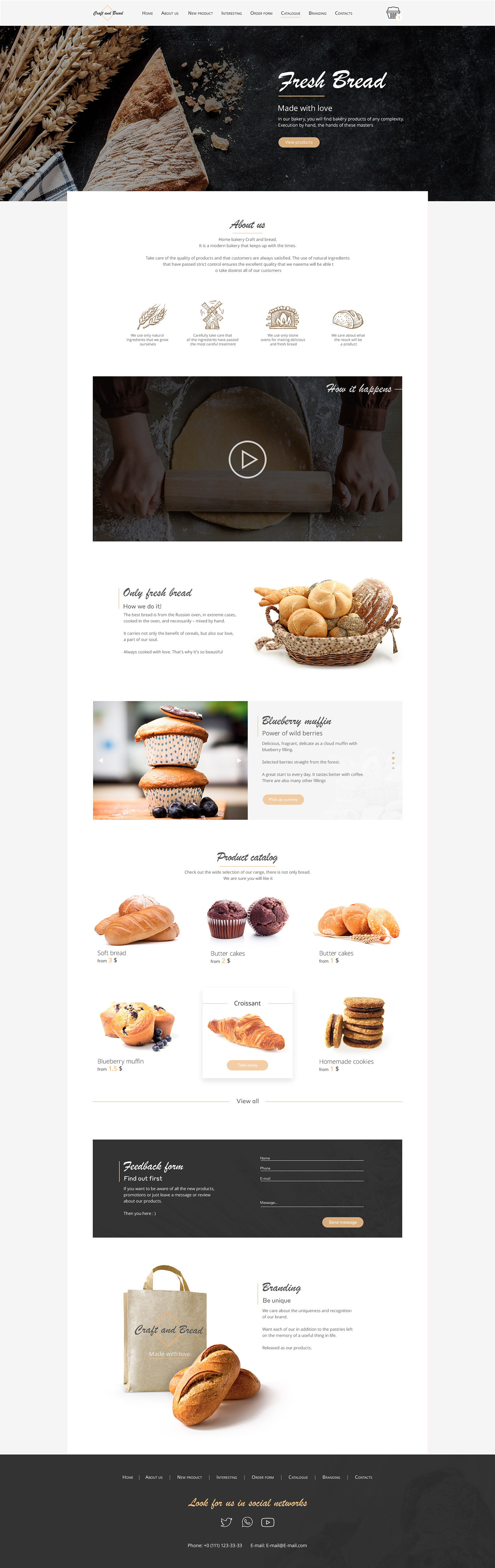 landing page Interface craft bakery web site interaction product design  online store brand identity visual identity