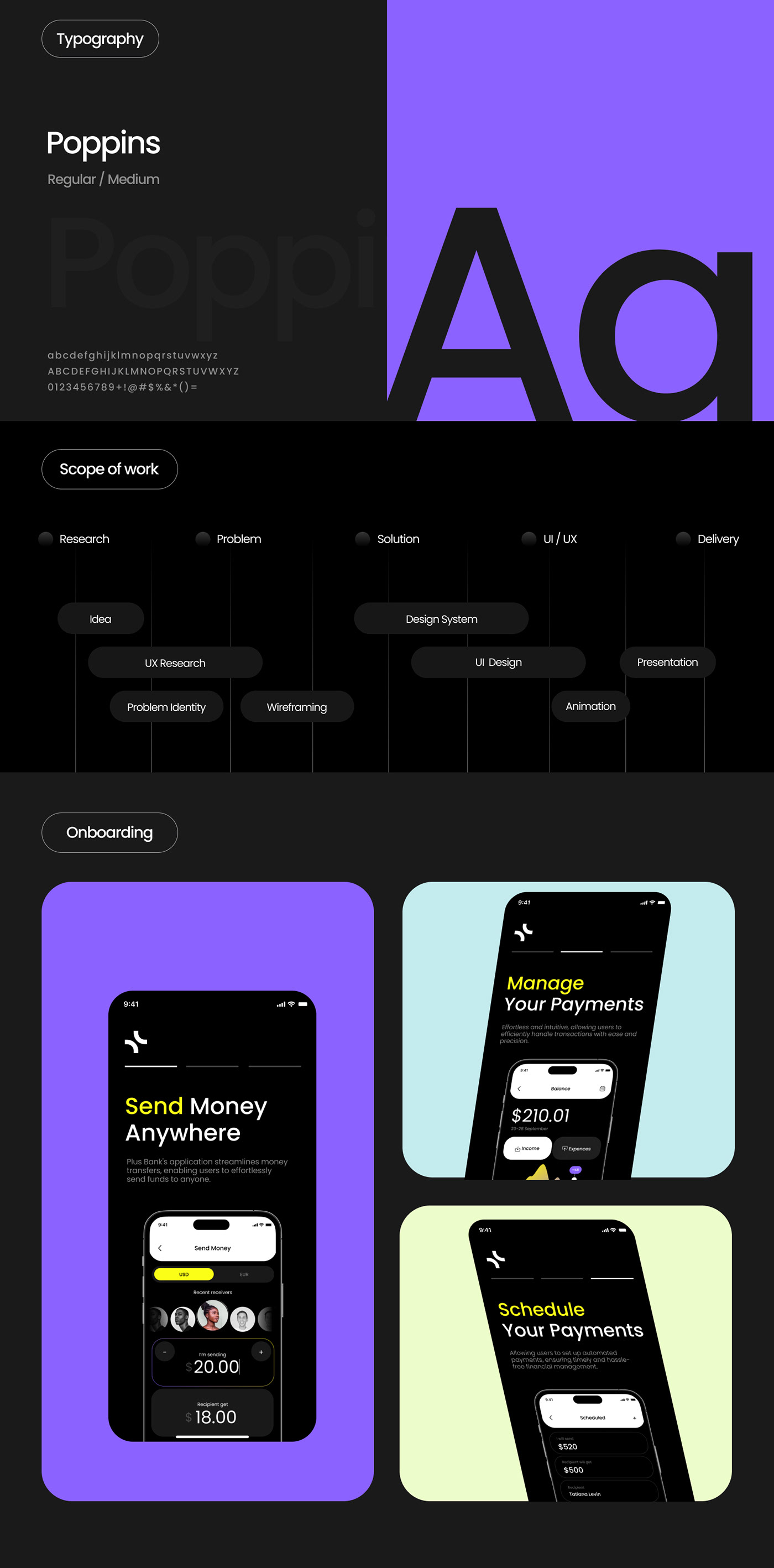 UI/UX banking Figma finance money app application dark